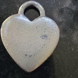 Vintage Silver Heart Charm Pendant Small Matte Puffy Heart Drop Dangle Blank Tag